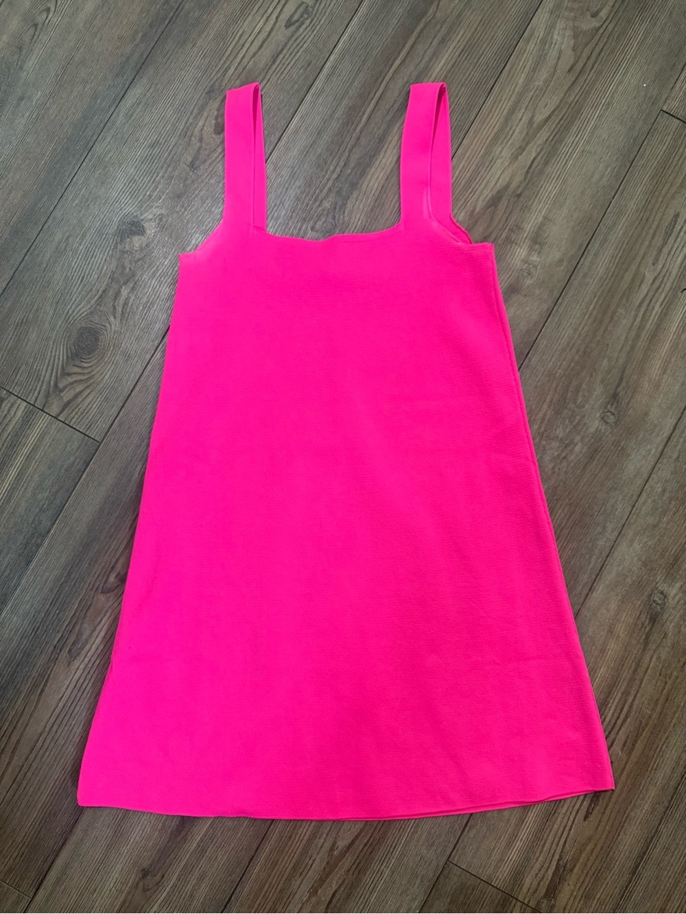 Zara Hot Pink Knit Square Neck Barbiecore Bodycon Mini Dress Women’s Size Small